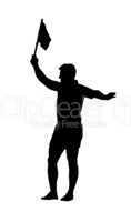 Sport Silhouette - Rugby Football Assistant Referee Holding Flag