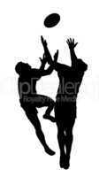 Sport Silhouette - Rugby Football Jumping to Catch High Ball