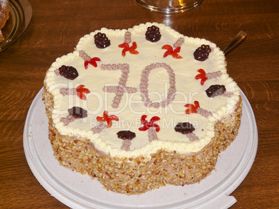 Torte zum 70. Geburtstag Lizenzfreie Bilder und Fotos