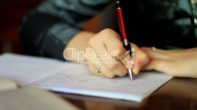 girl doing homework.
