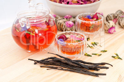 Herbal natural floral tea infusion with dry flowers