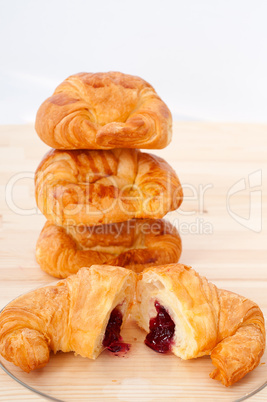 croissant French brioche filled with berries jam