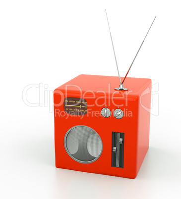 vintage radio on white background