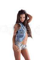 young sexy woman posing in jeans