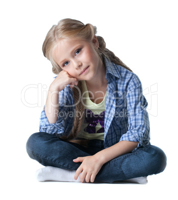 Pretty girl sitting on floor Pretty girl sitting on floor