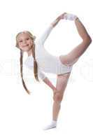 Beautiful girl performing gymnastic exercises