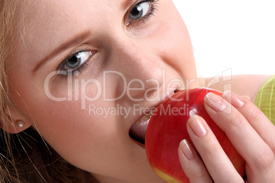 Mädchen ißt Apfel Mädchen ißt Apfel