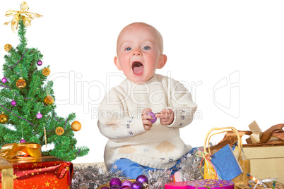 Cute baby enjoying Christmas