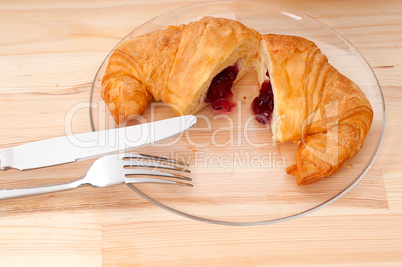 croissant French brioche filled with berries jam