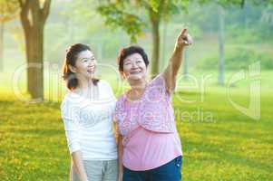 Asian senior mother with her daughter