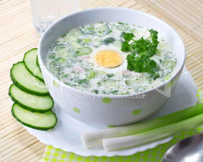 Summer cold soup with vegetables