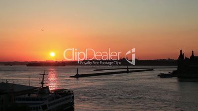 sunset sea traffic time lapse