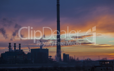 Factory polution by river in Sunrise