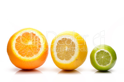 Lime, lemon and orange