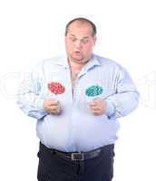 Fat Man in a Blue Shirt, with Lollipop