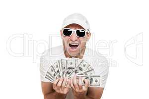 Man holding dollar currency in hands