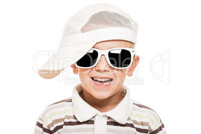 Smiling child boy in sunglasses