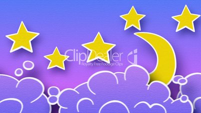 moon stars and clouds in sky loop animation luma matte