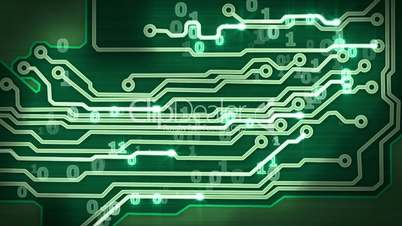 green circuit board providing signals loop hi-tech background