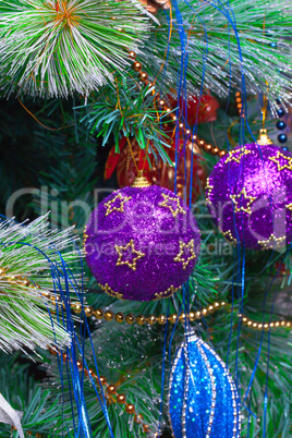 Christmas Tree Decorated with Bright Toys