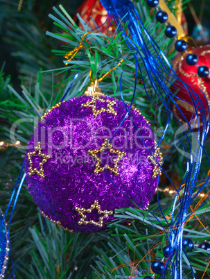 Christmas Tree Decorated with Bright Toys