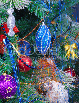 Christmas Tree Decorated with Bright Toys