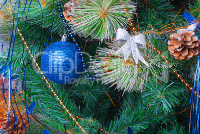 Christmas Tree Decorated with Bright Toys