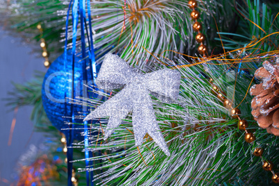 Christmas Tree Decorated with Bright Toys