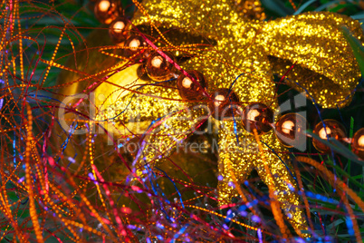 Christmas Tree Decorated with Bright Tinsel