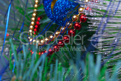 Christmas Tree Decorated with Bright Tinsel