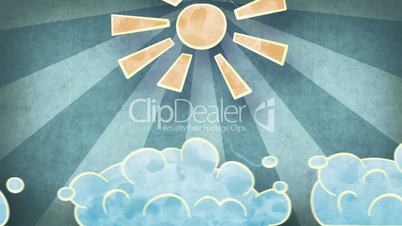 sun and clouds grunge loopable animation