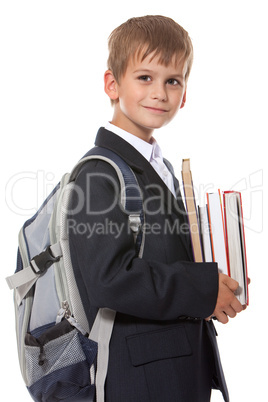 Boy holding books