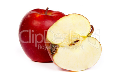 Cross section of red apple, showing pips, and core