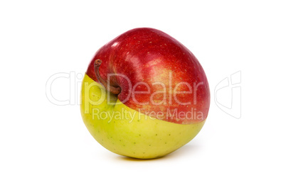 An apple made from half green and half red