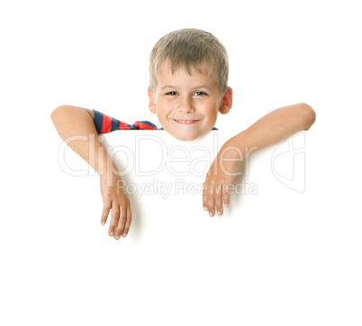 Boy holding a banner