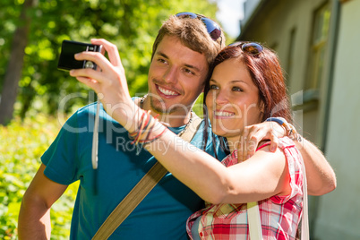 Young couple in love take picture themselves