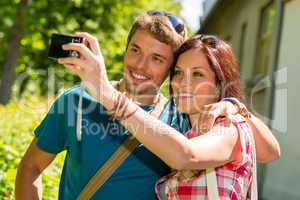 Young couple in love take picture themselves