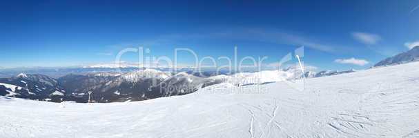 Panoramic view on free ride area in Jasna ski resort and High Ta