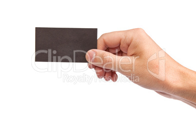 Businessman's hand holding blank business card