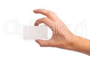 Businessman's hand holding blank business card