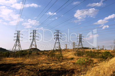 Large Power Cable Towers in Rural Area