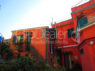 Red house in Italian village