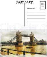 Empty Blank Postcard Template London Bridge Image