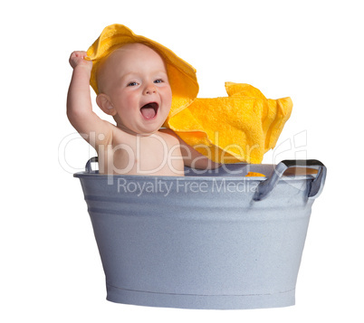 Merry little baby in a bath