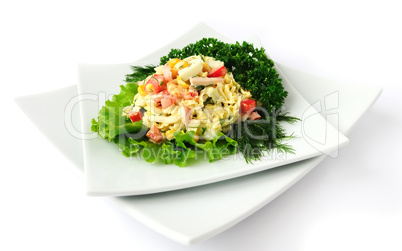 a salad of corn and Chinese cabbage