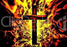 Flaming Cross Christian Illustration Background