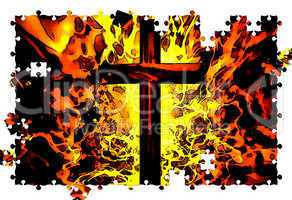 Flaming Cross Christian Illustration Puzzle