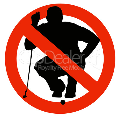 Golf Player Silhouette on Traffic Prohibition Sign