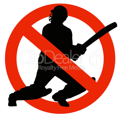 Cricket Player Silhouette on Traffic Prohibition Sign