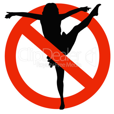 Dancer Silhouette on Traffic Prohibition Sign